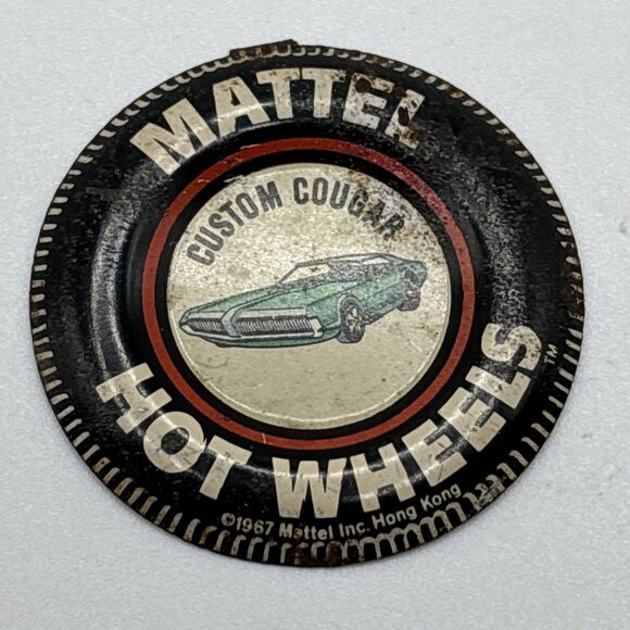 CUSTOM COUGAR - Mattel Hot Wheels Redline Collectors Button Pin Badge 1967 - Picture 1 of 5
